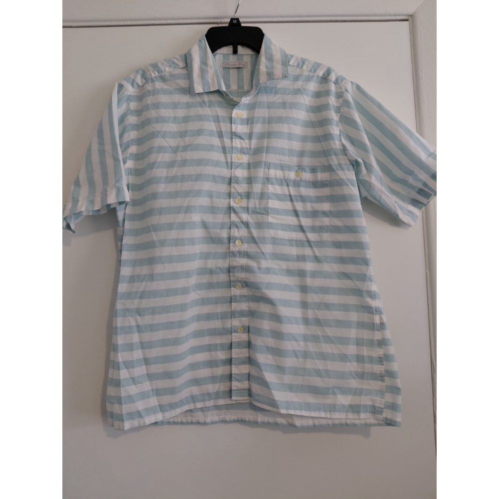 Vintage 80’s/90’s Christian Dior Button Up Shirt Size L Blue Striped Korea Made